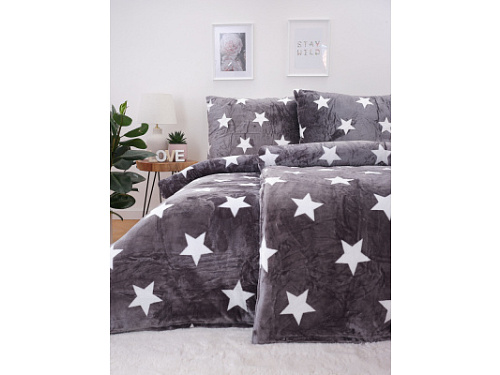 Povlečení mikroplyš Exclusive – Stars grey